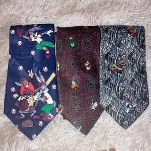 3pc vintage looney tunes neck tie lot